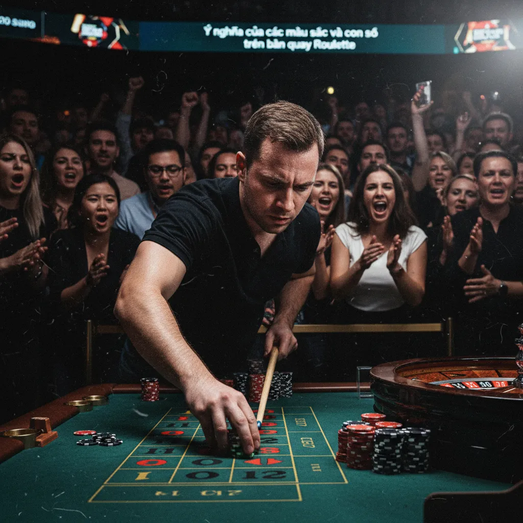 Bàn cược Roulette nơi người chơi đặt chip theo số và màu
